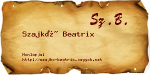 Szajkó Beatrix névjegykártya